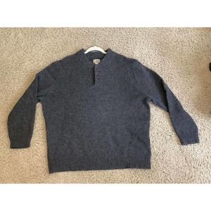 L. L. Bean Men’s Lambswool Sweater Dark Gray Pullover XXL Heather Henley